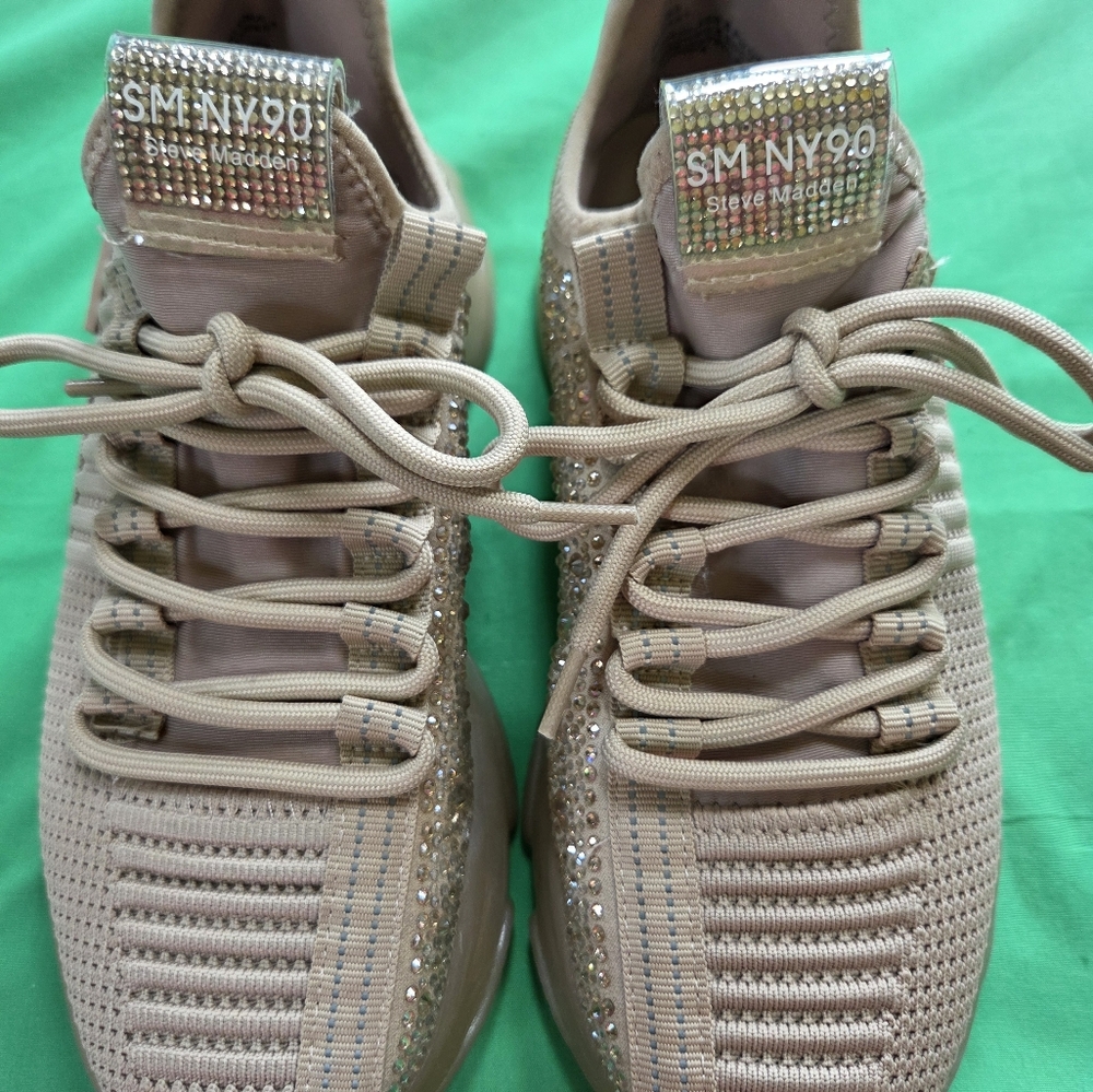 Steve Madden Tan Sneakers Textured Knit Upper